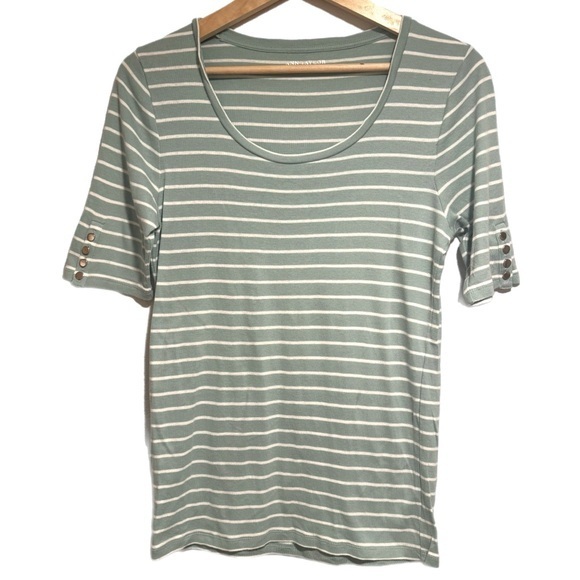 Ann Taylor Tops - Ann Taylor Striped Green Women's Top